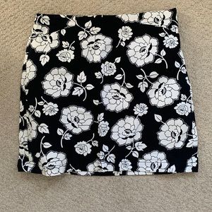 floral black and white skirt